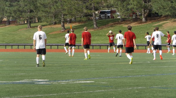 Rangeview boys soccer team during scrimmage.