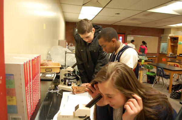 Students conducting a lab in class. (Quiad Vincet)