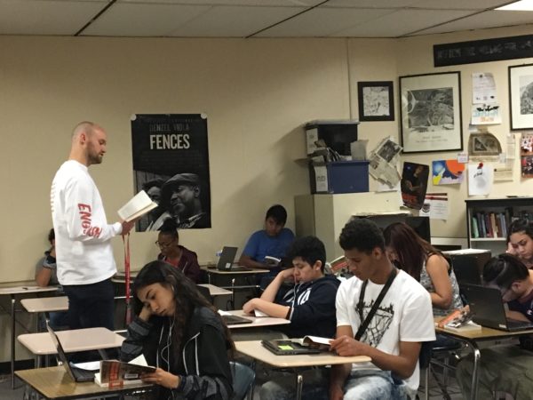 Mr. Brecht teaches one of his English classes on the current book they are reading. He will not be returning to teach in the 2017-18 school year.