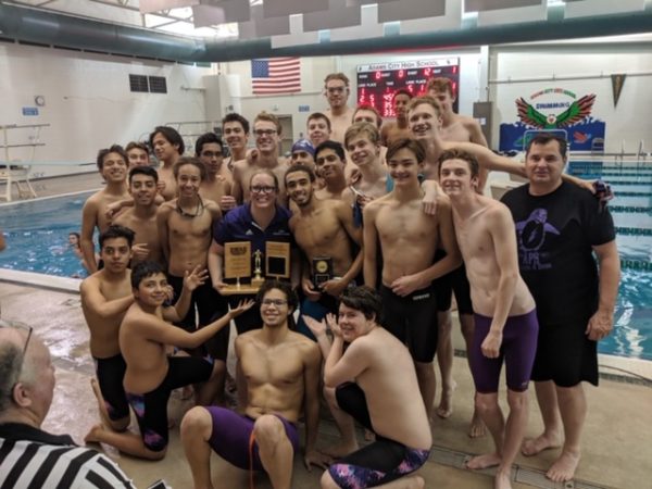 Boys Swimming back strokes into EMAC Championships