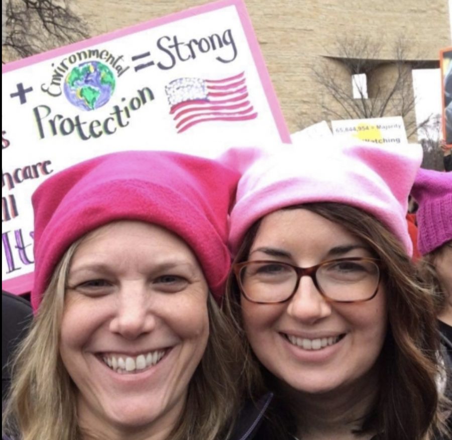 Kimberly Thompson poses with friend Jill Linter at the womens march in Washington D.C. Women are coming together across the nation to speak out and speak up for each other. 