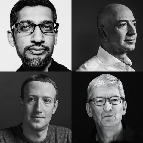 The founders of four of the biggest tech companies in the world (Clockwise from top left: Sundar Pichai of Google, Jeff Bezos of Amazon, Tim Cook of Apple, and Mark Zuckerberg of Facebook). (The New York Times)