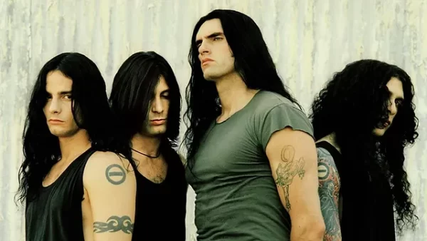 Type O Negative from left to right: Kenny Hickey, Johnny Kelly, Peter Steele, Josh Silver 