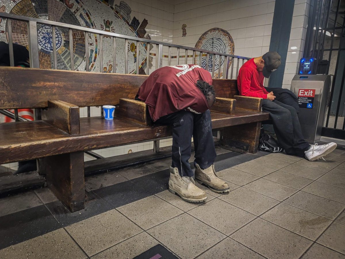 The rise of anti-homeless architecture in NYC has forced the city’s unhoused to sleep on the cold, hard ground. (amny)